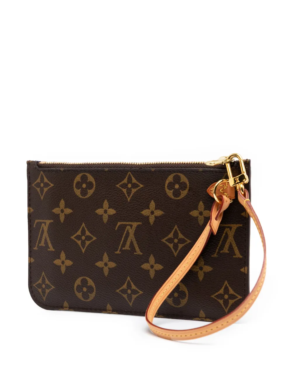 Pre-owned Louis Vuitton 2013 Monogram Neverfull Pochette Pm Pouch In Brown