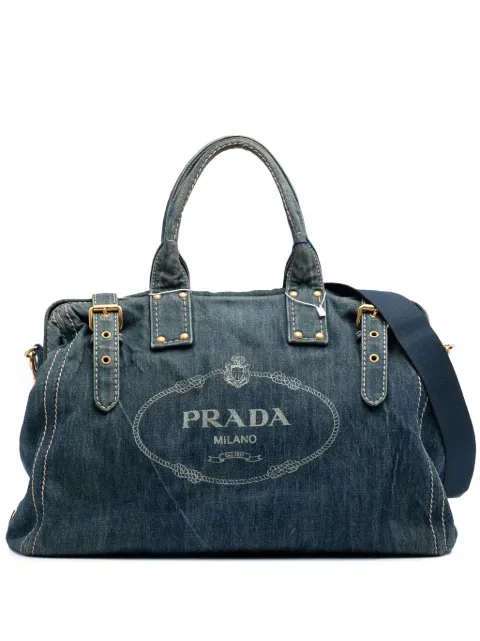 Prada Pre-Owned 2013-2025 Denim Canapa Logo satchel