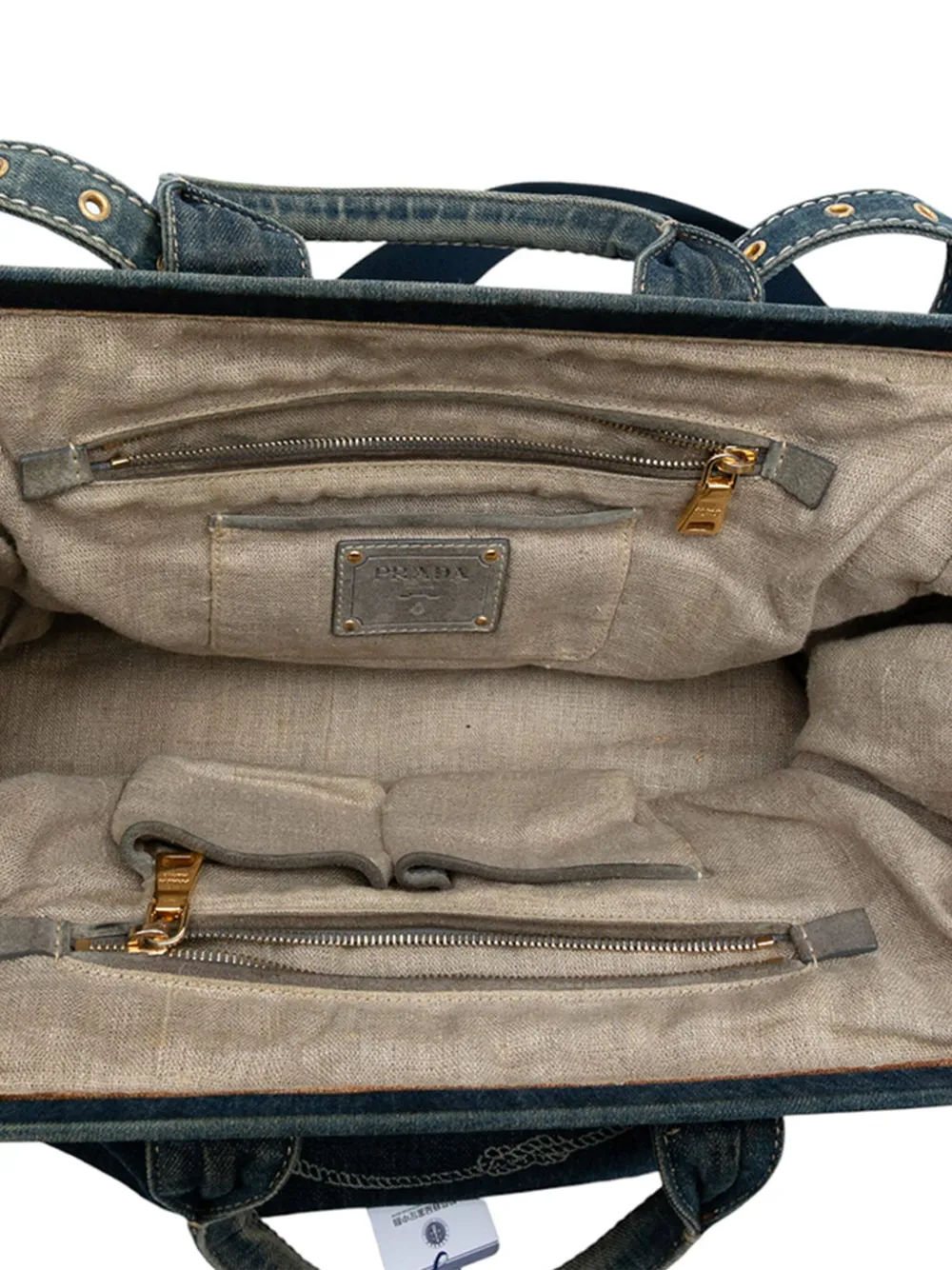 Pre-owned Prada 2013-2025 Denim Canapa Logo Satchel In Blue