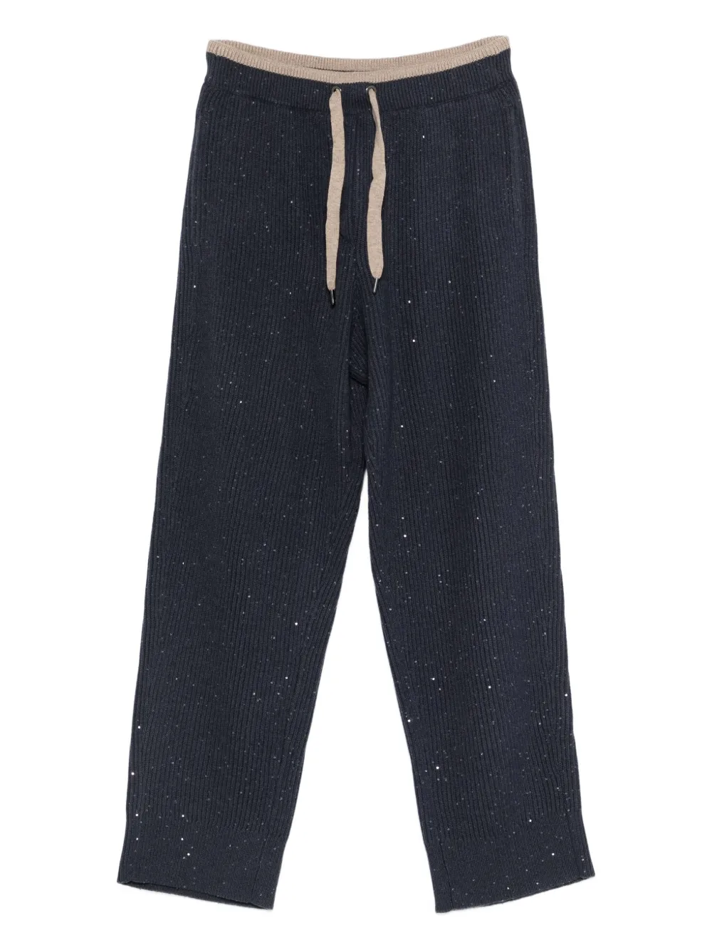 Brunello Cucinelli Ribbed Drawstring Track Pants In Gray