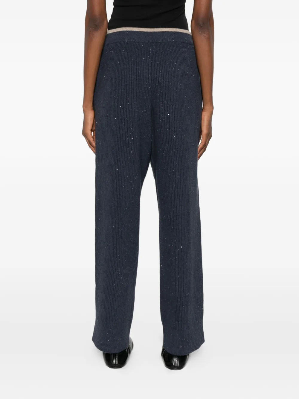 Brunello Cucinelli Ribbed Drawstring Track Pants In Black