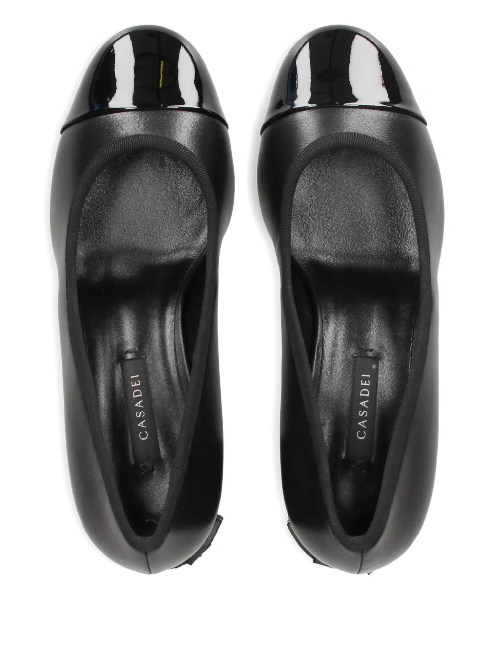 Casadei 55mm Block-heel Cap-toe Pumps In Black