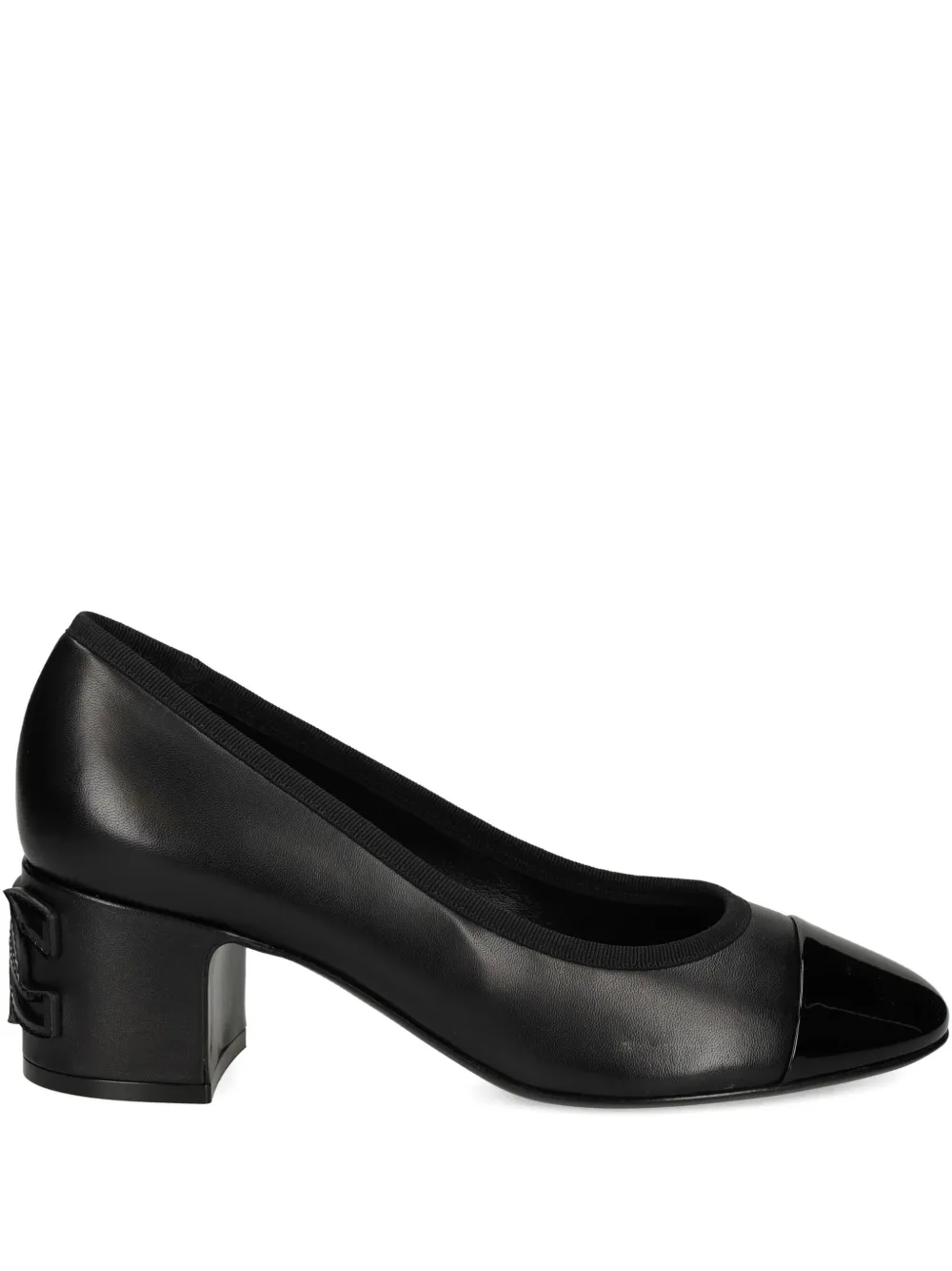 Casadei 55mm Block-heel Cap-toe Pumps In Black
