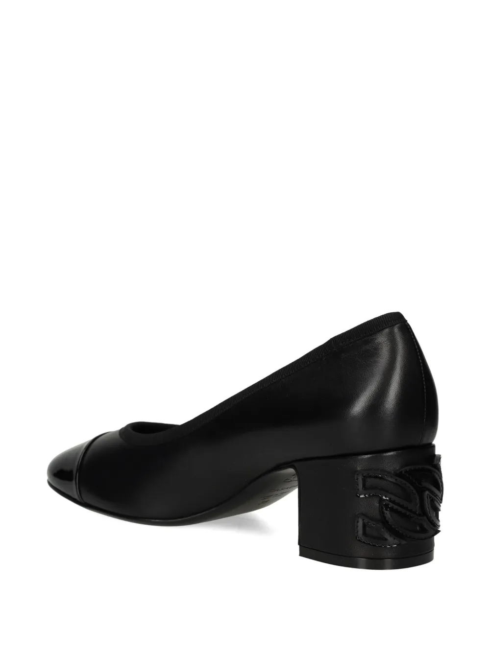 Casadei 55mm Block-heel Cap-toe Pumps In Black