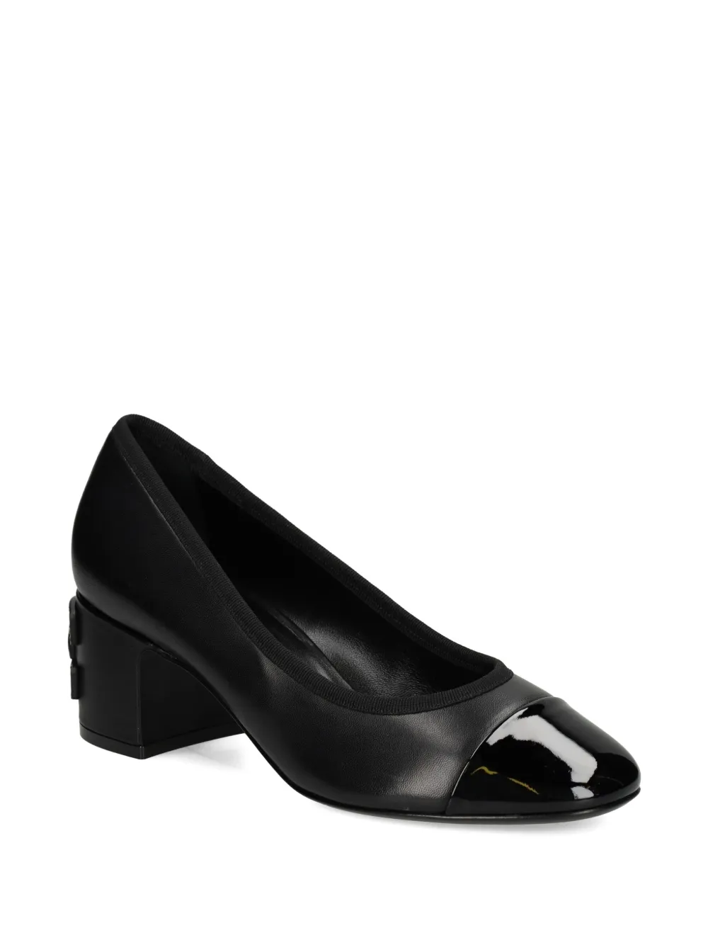 Casadei 55mm Block-heel Cap-toe Pumps In Black