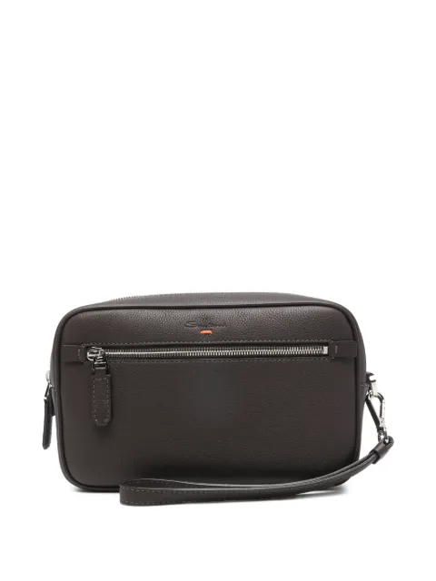Santoni zip leather beauty bag