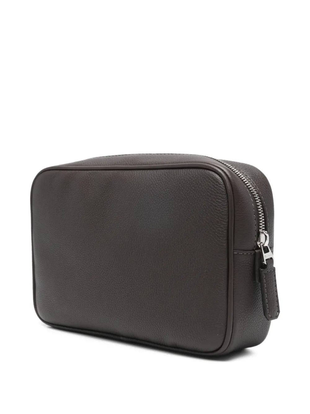 Santoni zip leather beauty bag - Bruin
