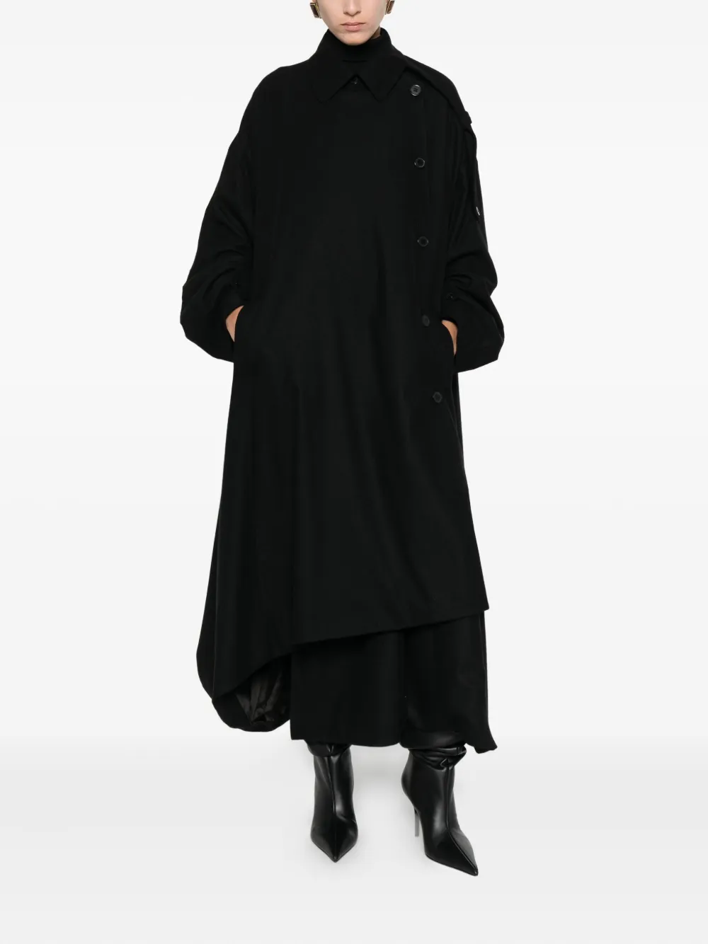 The Nina Studio Asymmetric Coat In Black