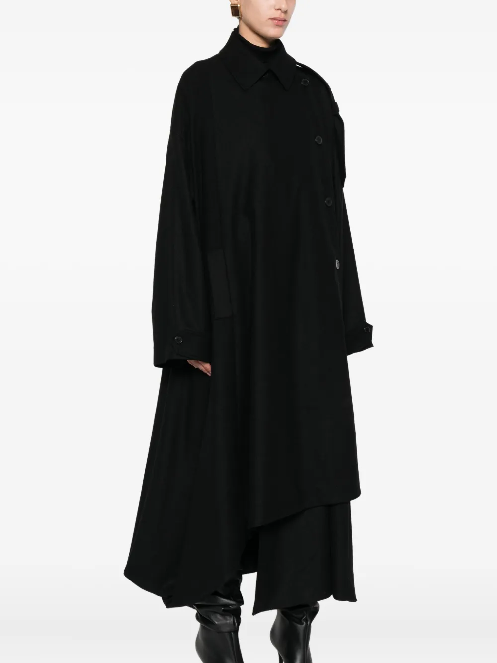 The Nina Studio Asymmetric Coat In Black