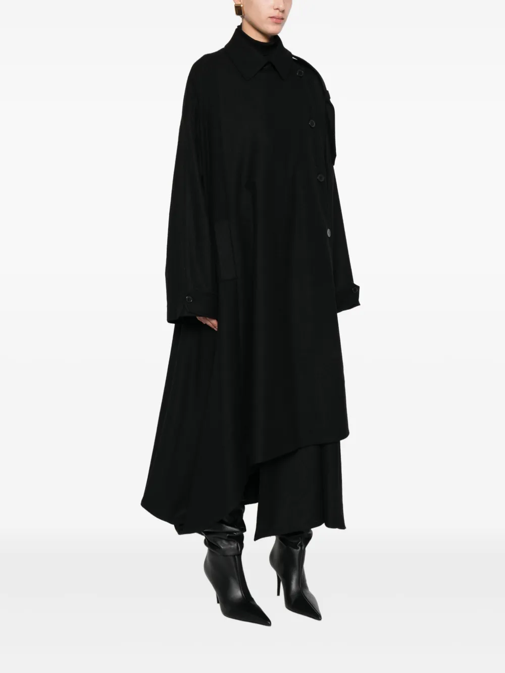 THE NINA STUDIO Asymmetrische mantel Zwart