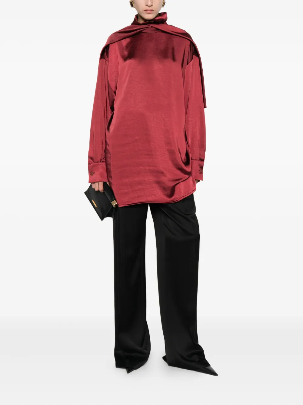 THE NINA STUDIO cowl-neck blouse - Rood