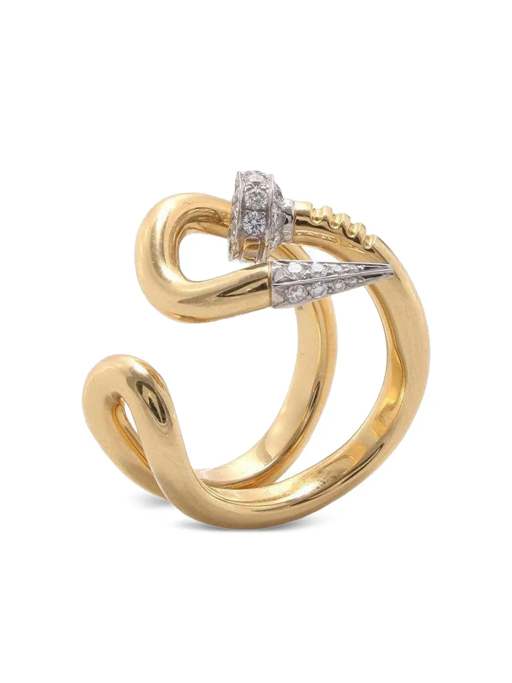 David Webb Anello Bent Nail in oro giallo 18kt con diamanti