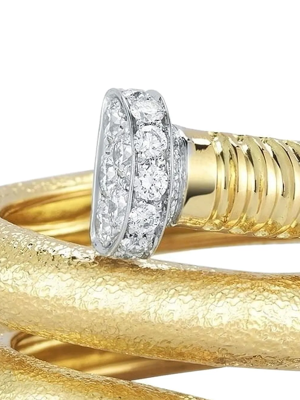 David Webb 18K yellow gold Hammered Nail diamond ring | Image 2