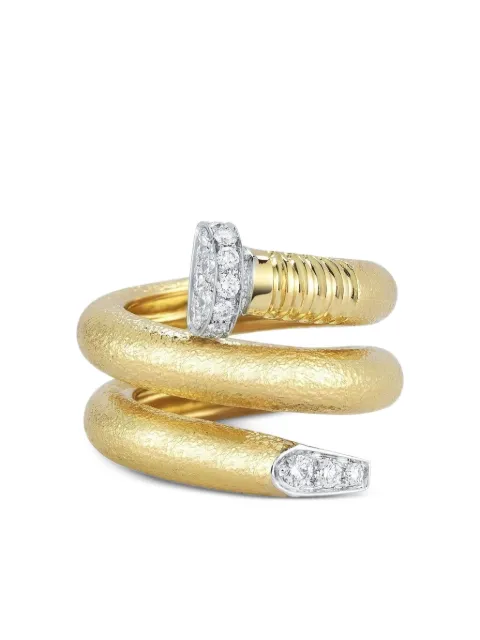 David Webb 18K yellow gold Hammered Nail diamond ring