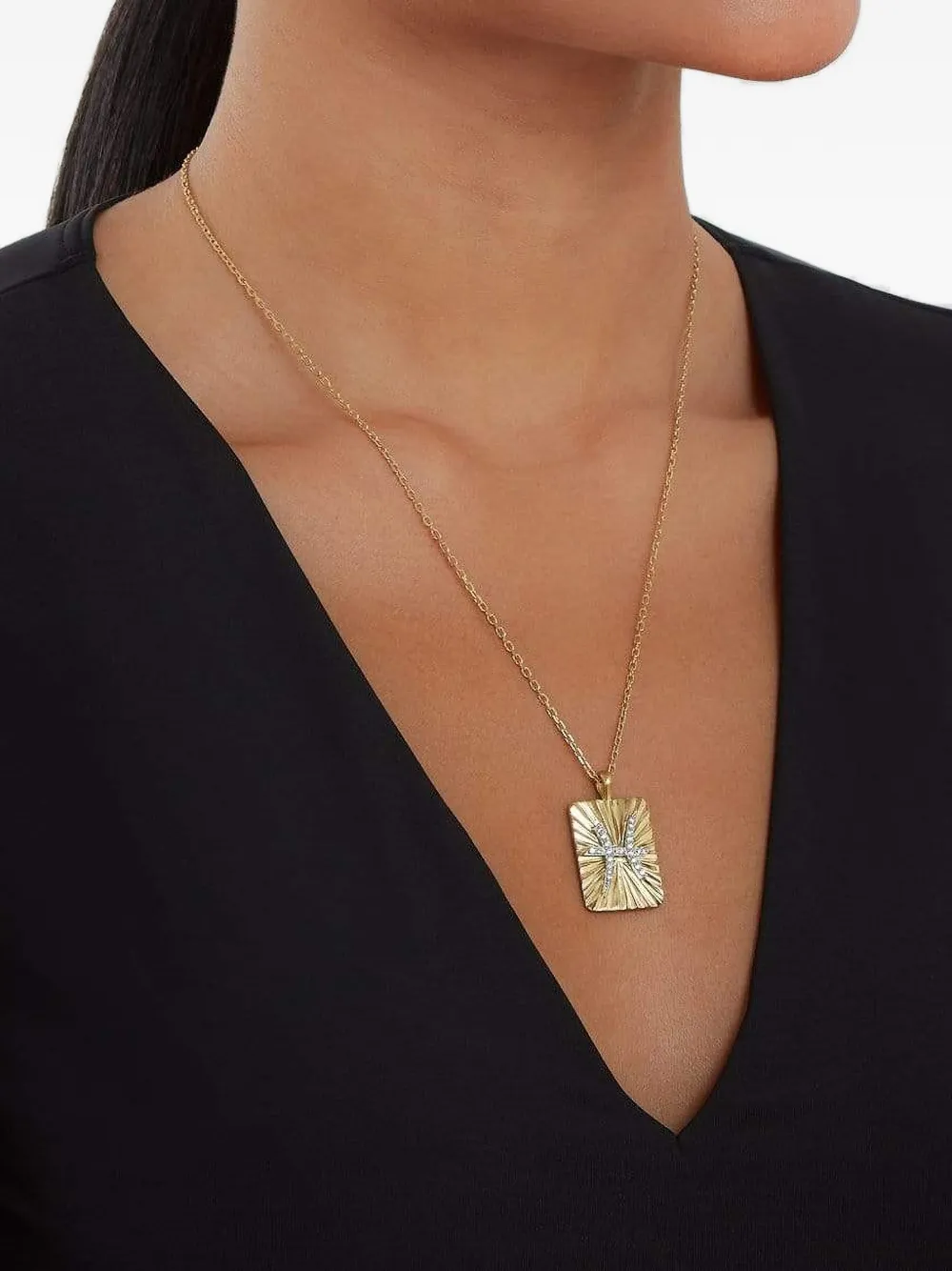 David Webb 18K yellow gold diamond Pisces Zodiac pendant necklace | Image 2