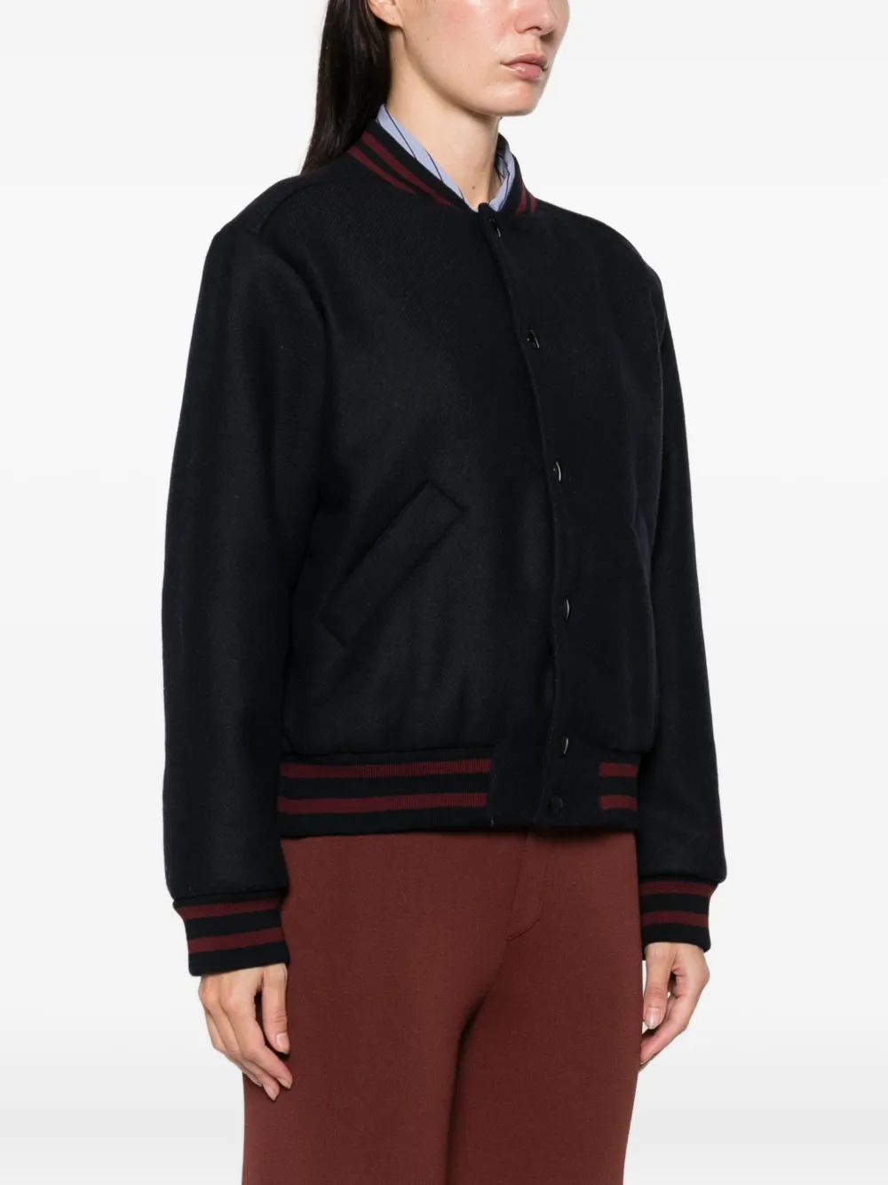 Apc Varsity Style Jacket Striped Trim In Blue