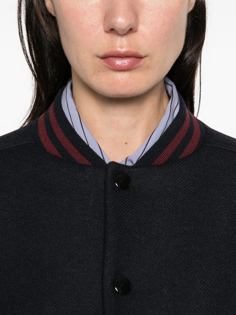 Apc Varsity Style Jacket Striped Trim In Blue