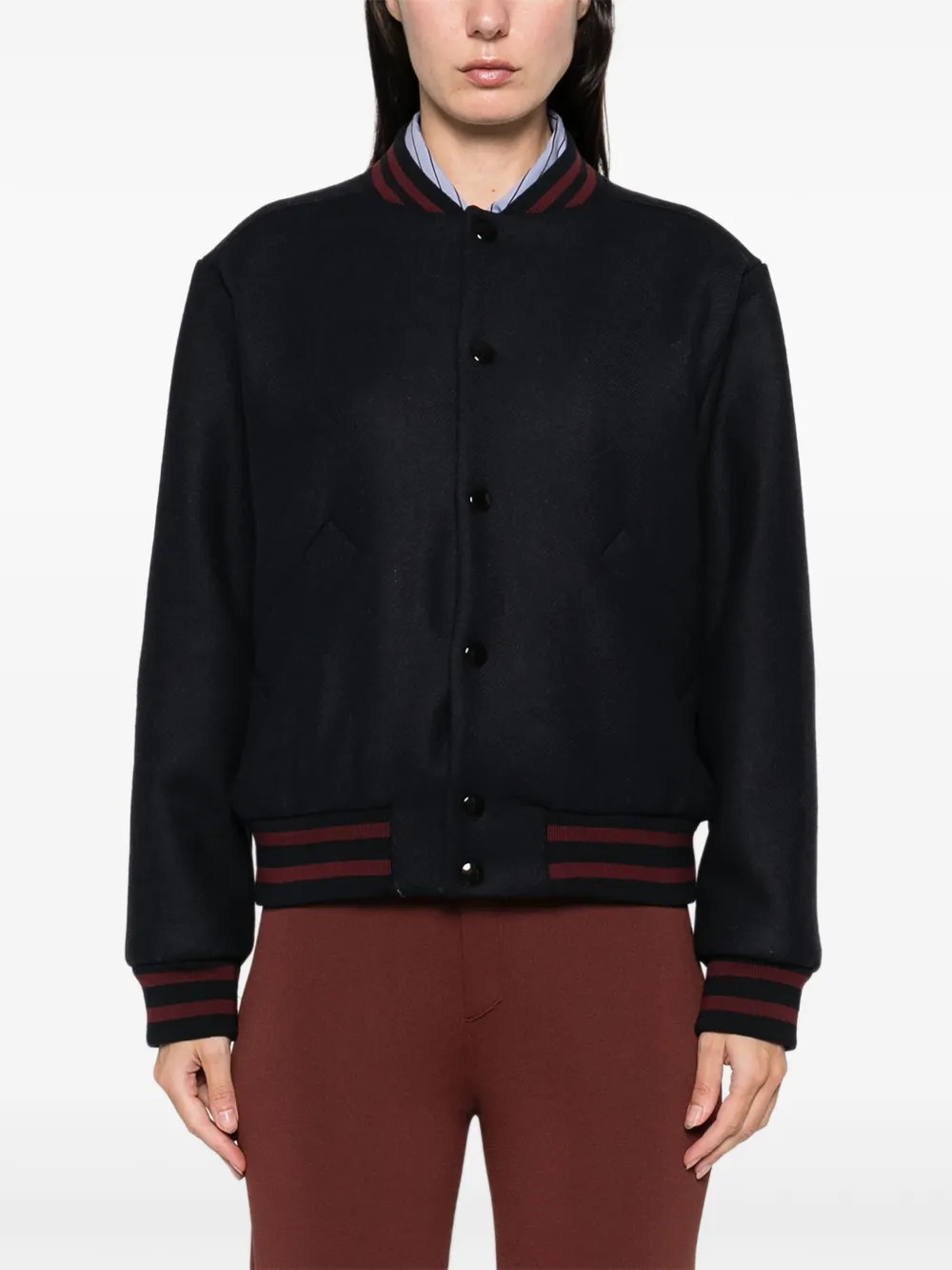 Apc Varsity Style Jacket Striped Trim In Blue