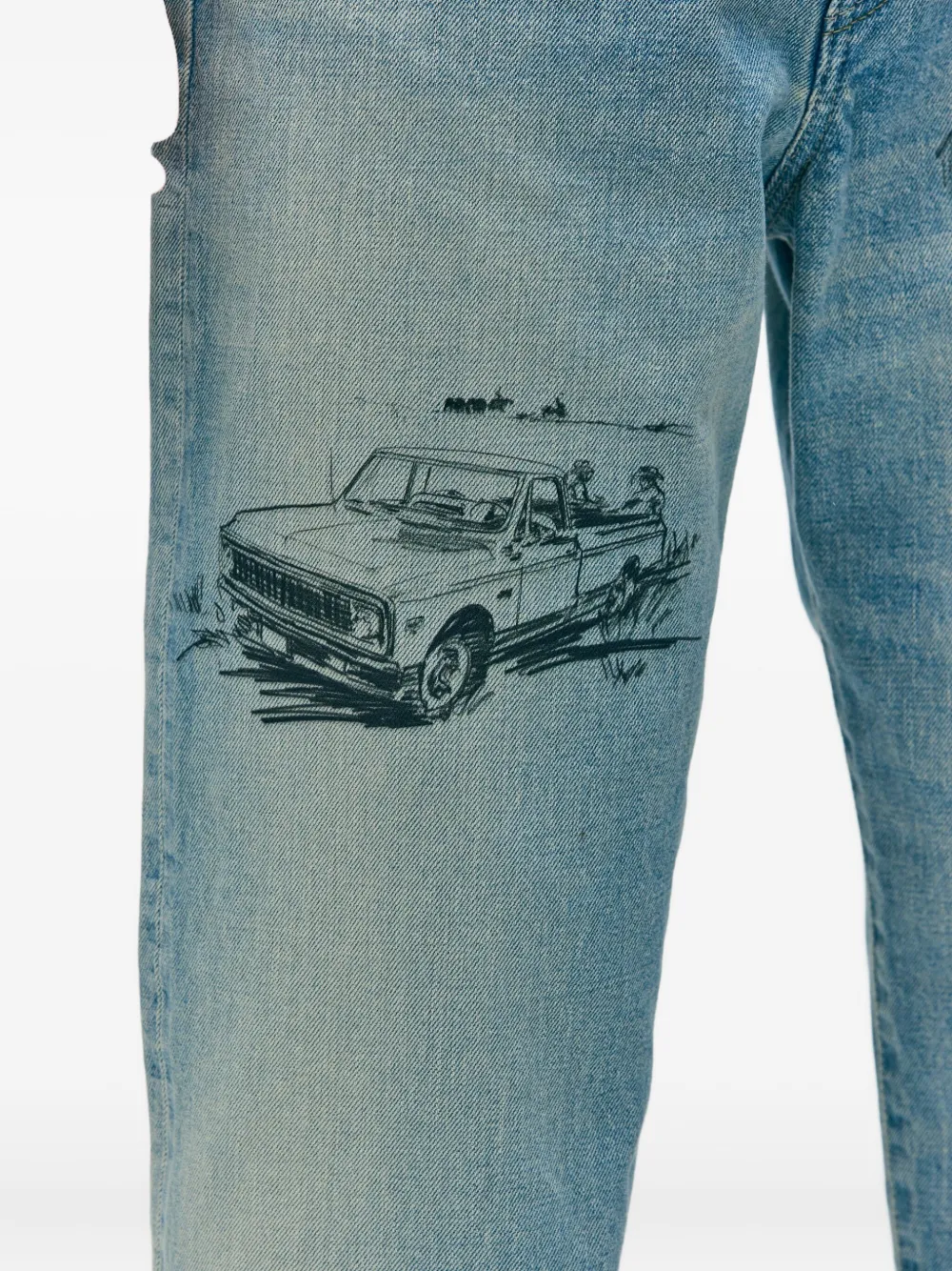 Neighborhood X One Of These Days Printed Jeans In Blue