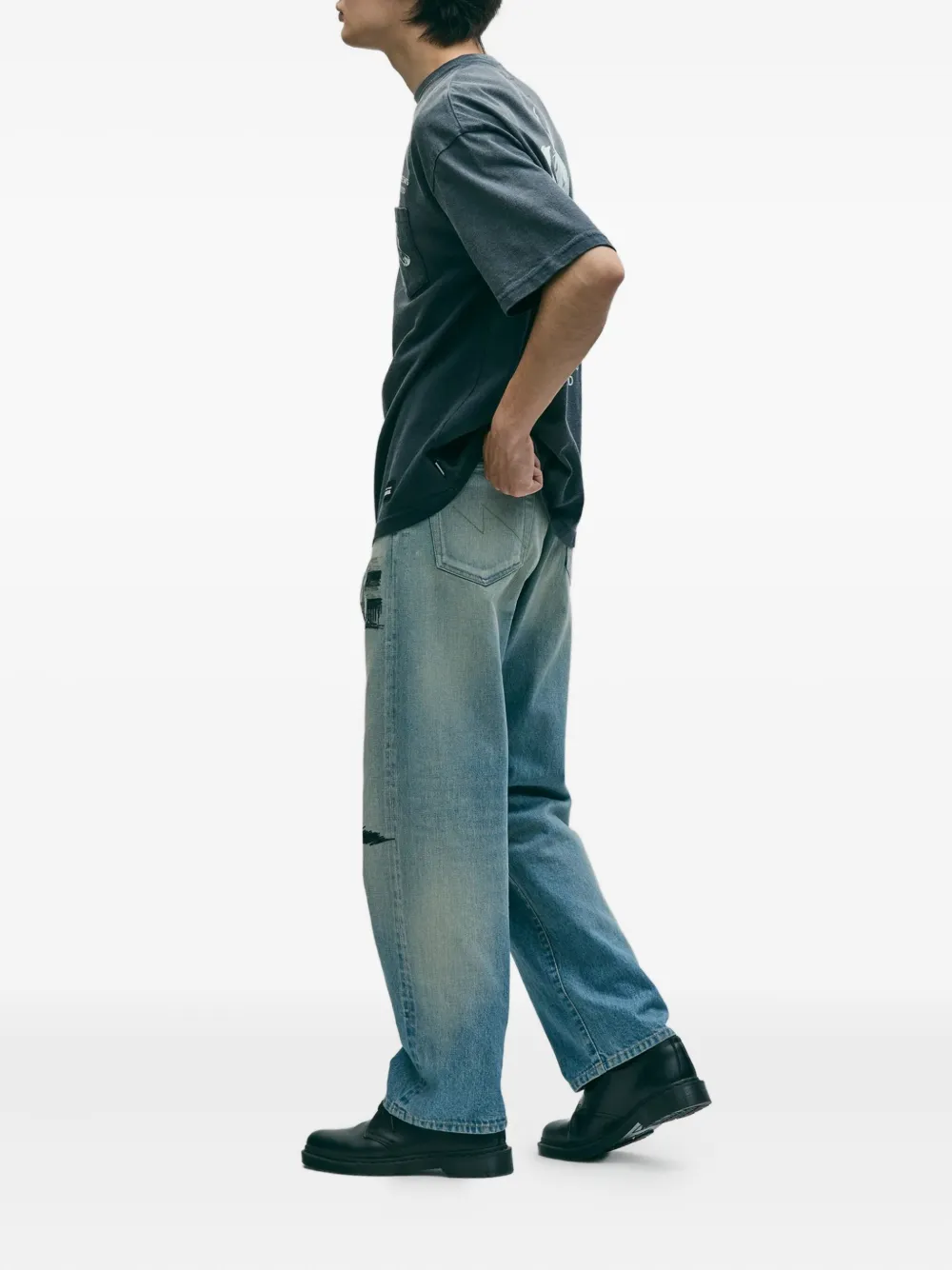 Neighborhood X One Of These Days Printed Jeans In Blue