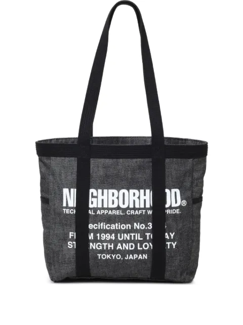 Neighborhood logo-print denim tote bag