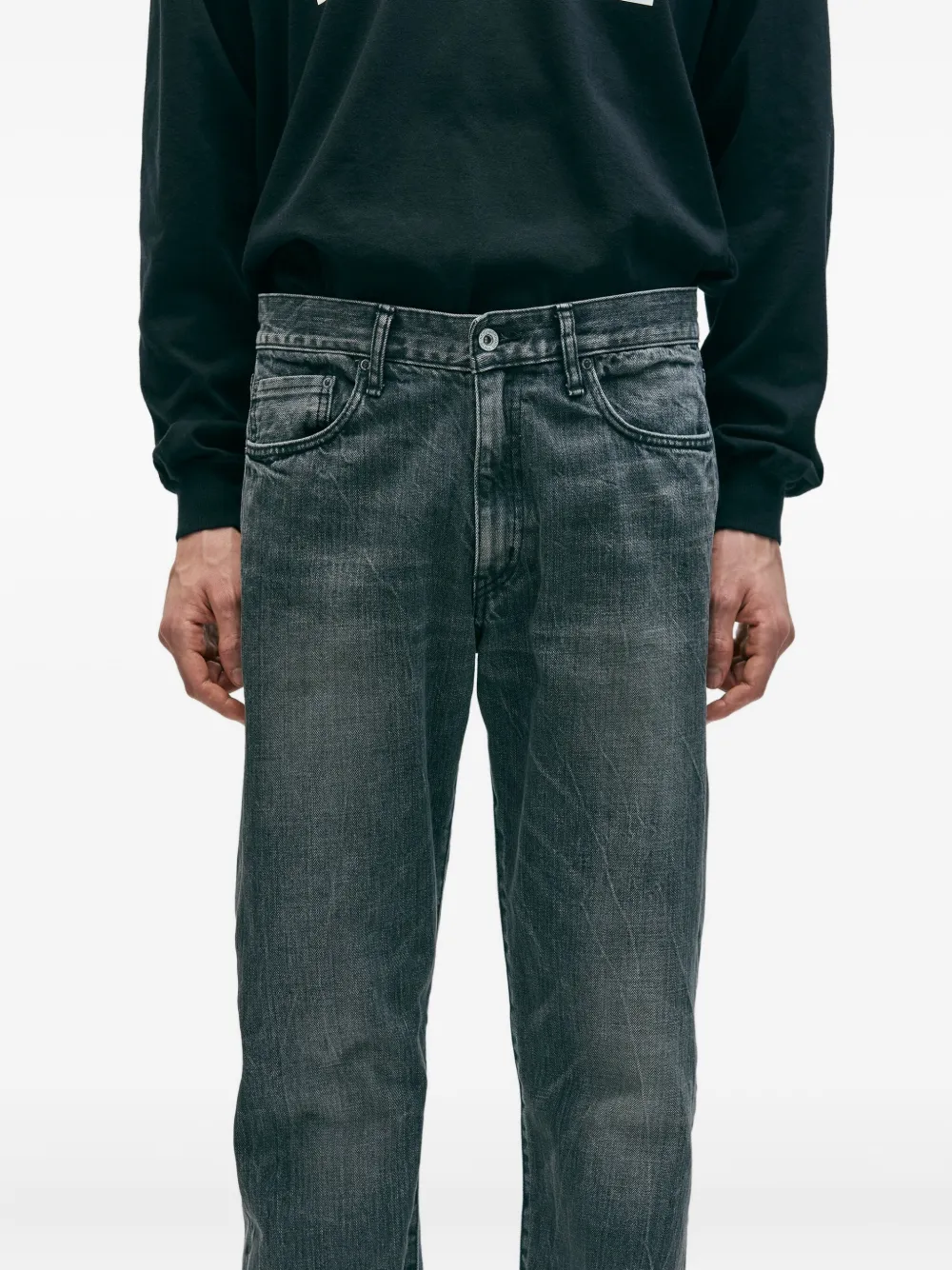 Neighborhood Washed-effect Five-pocket Jeans In Gray
