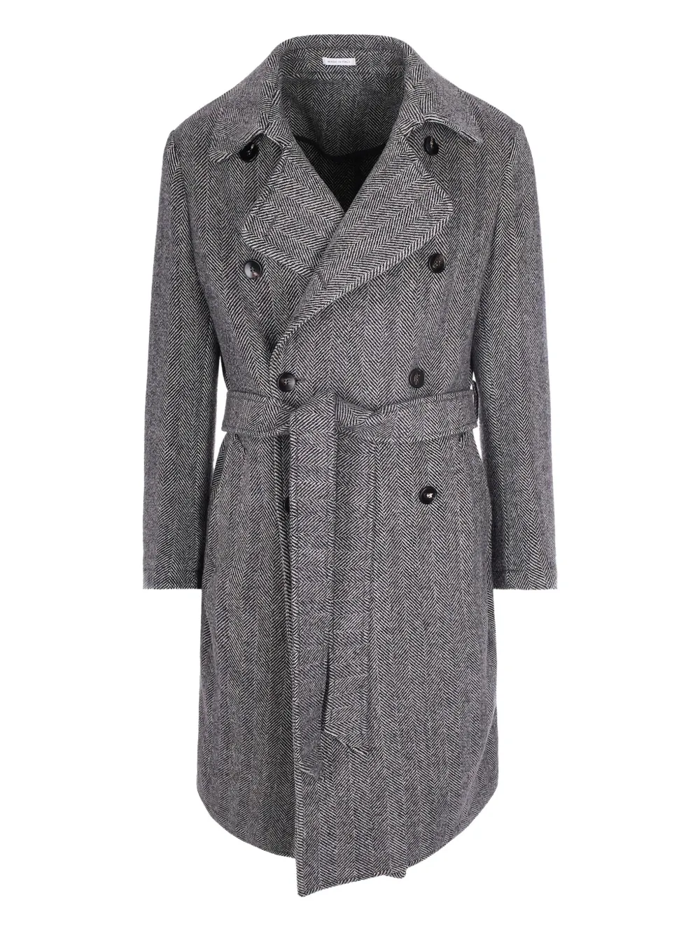 BRERAS MILANO herringbone-pattern belted coat - Grigio