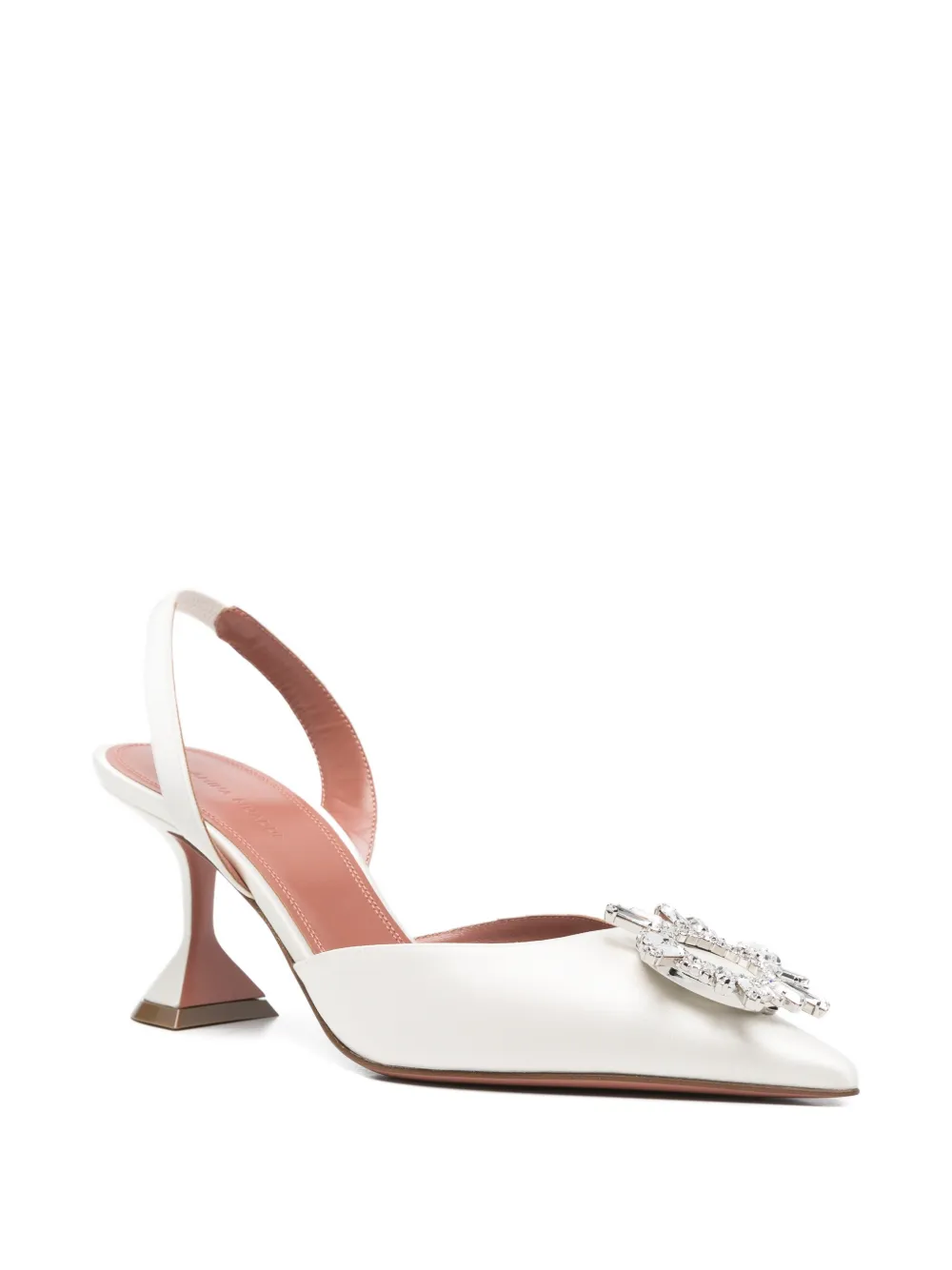 Amina Muaddi Begum verfraaide slingback pumps Wit