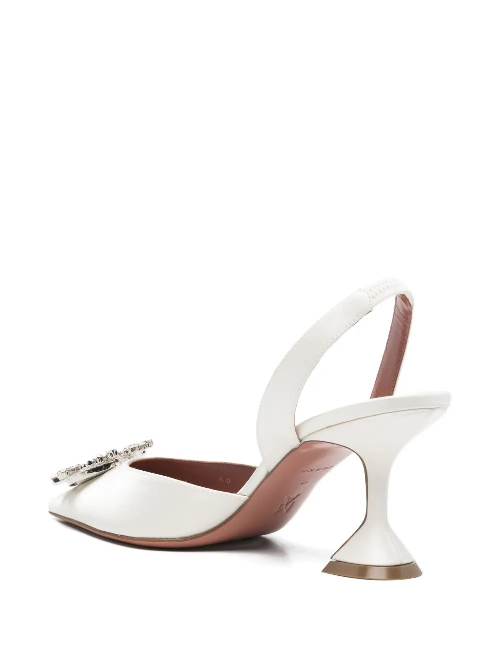 Amina Muaddi Begum verfraaide slingback pumps Wit