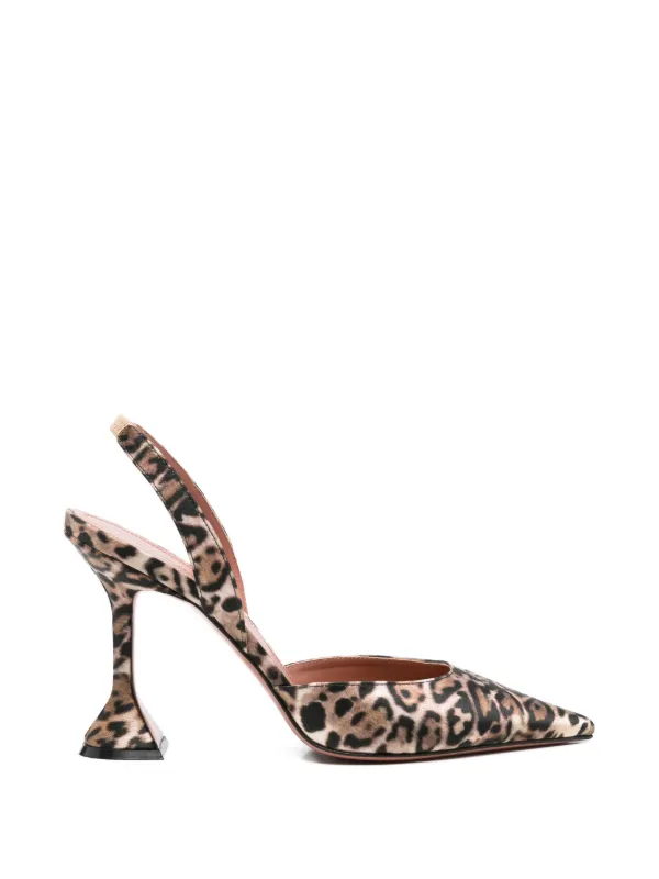 Amina Muaddi Holli Leopard Slingback Pumps in Neutrals
