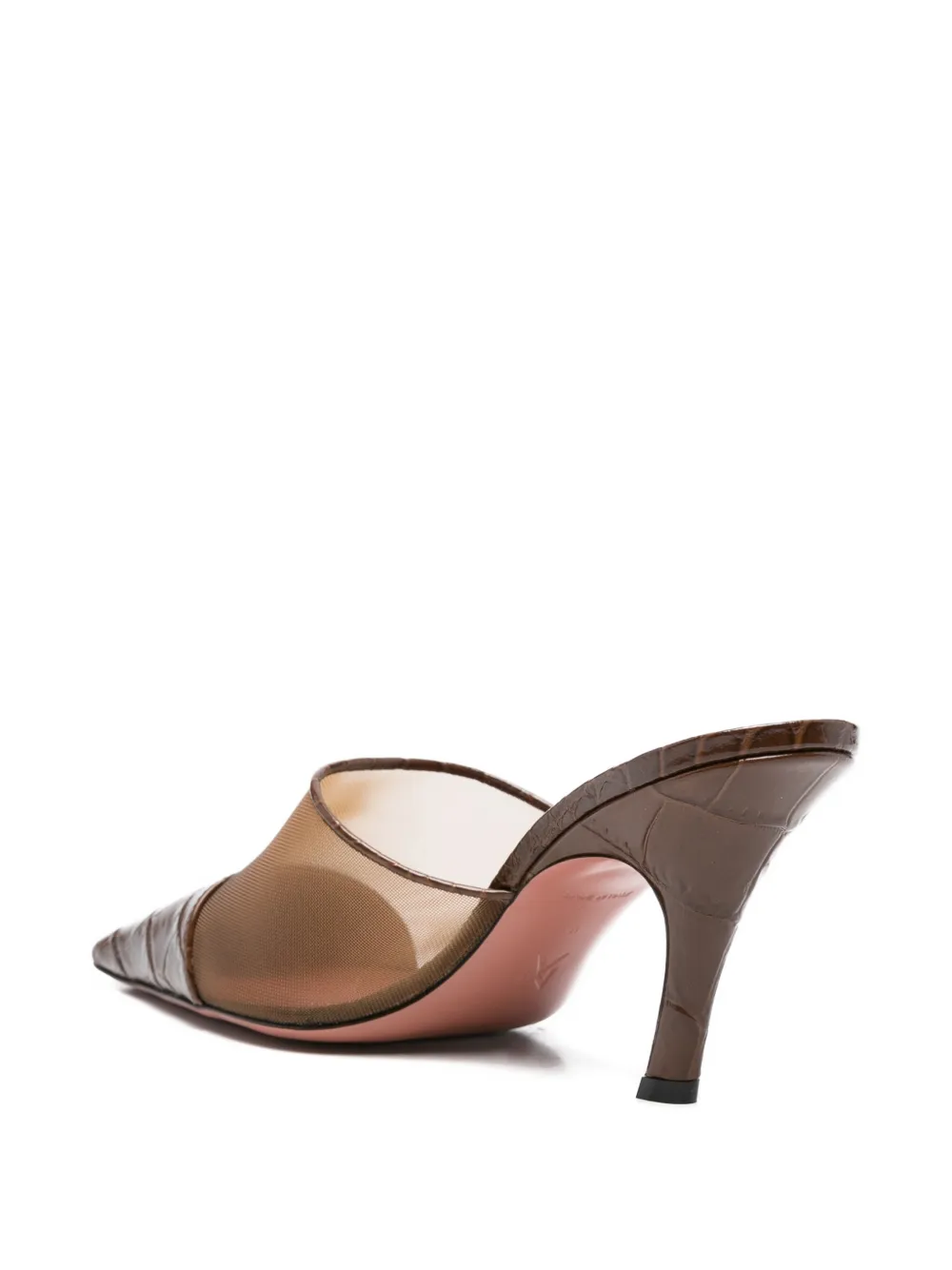 Amina Muaddi Croc sandalen met mesh print Bruin