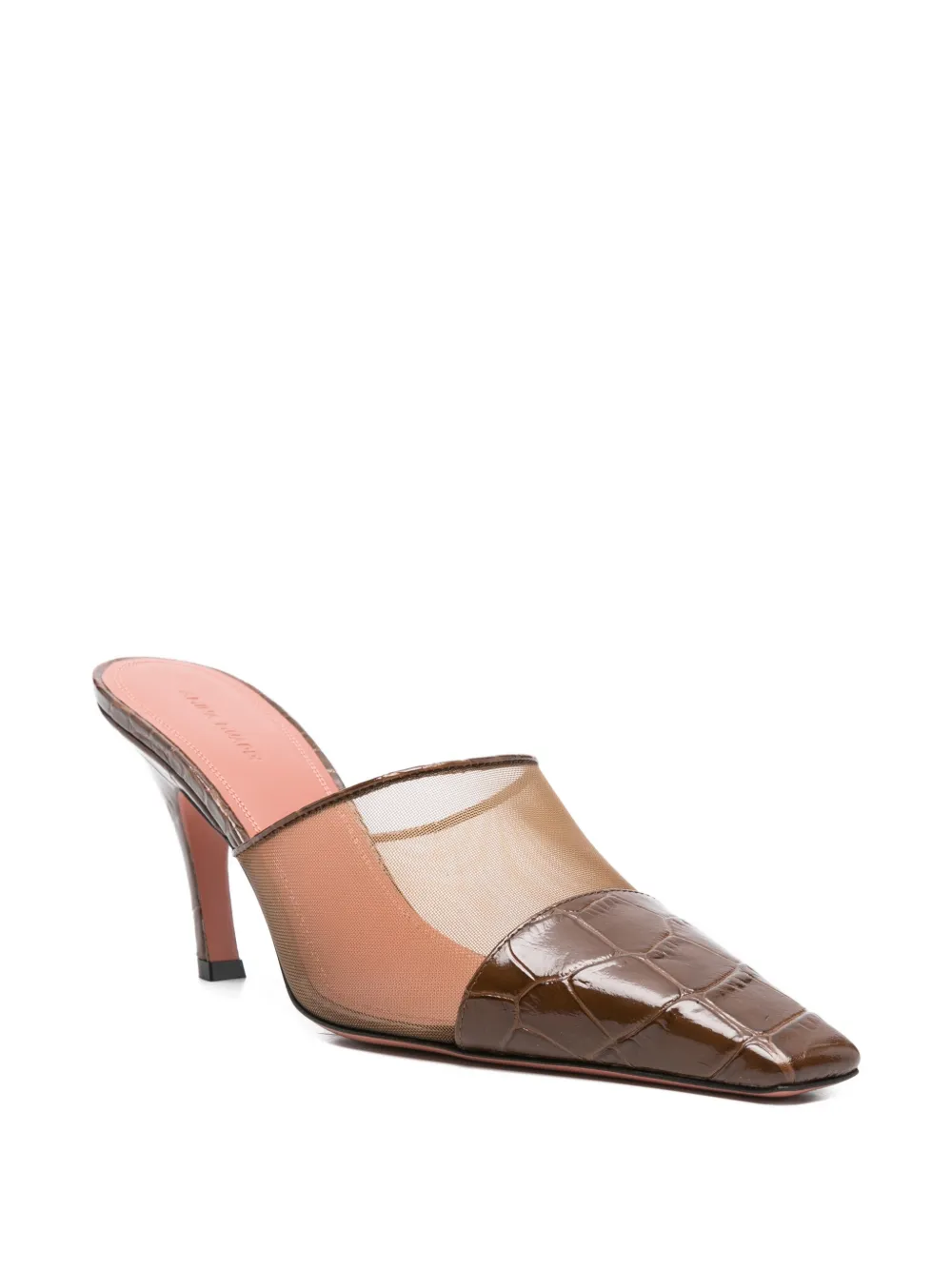 Amina Muaddi Croc sandalen met mesh print Bruin