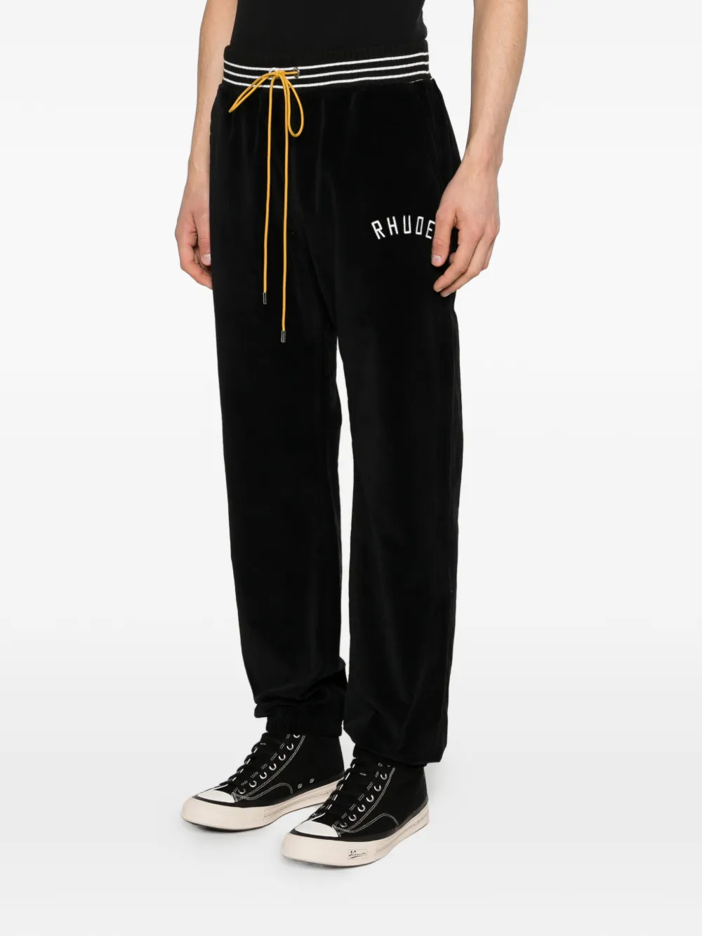 RHUDE Fluwelen trainingsbroek met logo Zwart