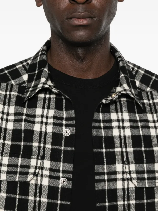 Rick Owens 16fw plaid flannel shirt 売り切り Rick Owens Plaid Flannel Shirt | Black | FARFETCH