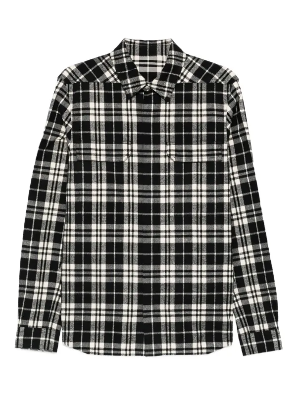 Rick Owens Plaid Flannel Shirt | Black | FARFETCH