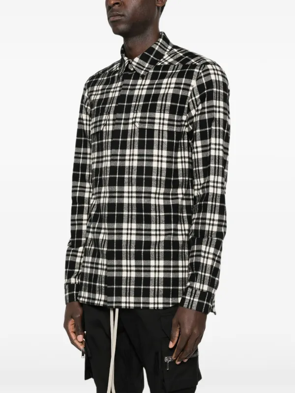 Rick Owens チェック フランネルシャツ | ブラック | FARFETCH JP