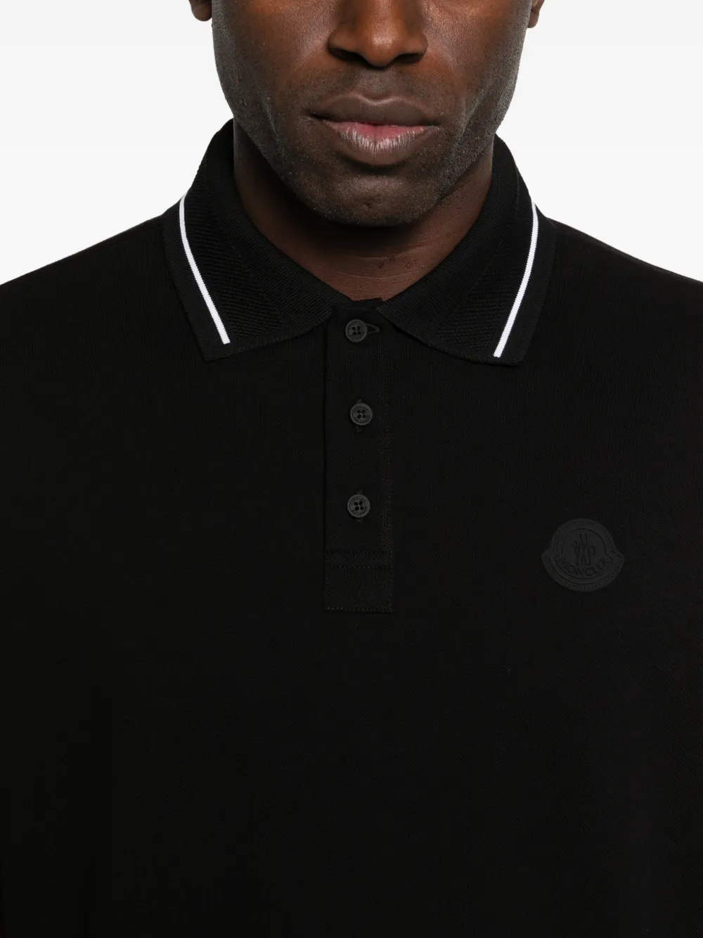 Moncler Poloshirt met piqué afwerking Zwart