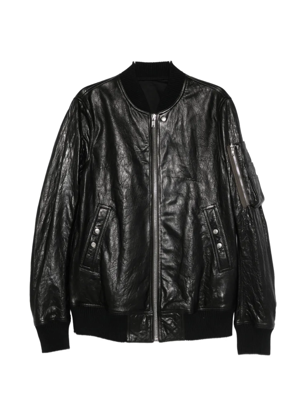 Rick Owens classic flight leather bomber jacket - Nero