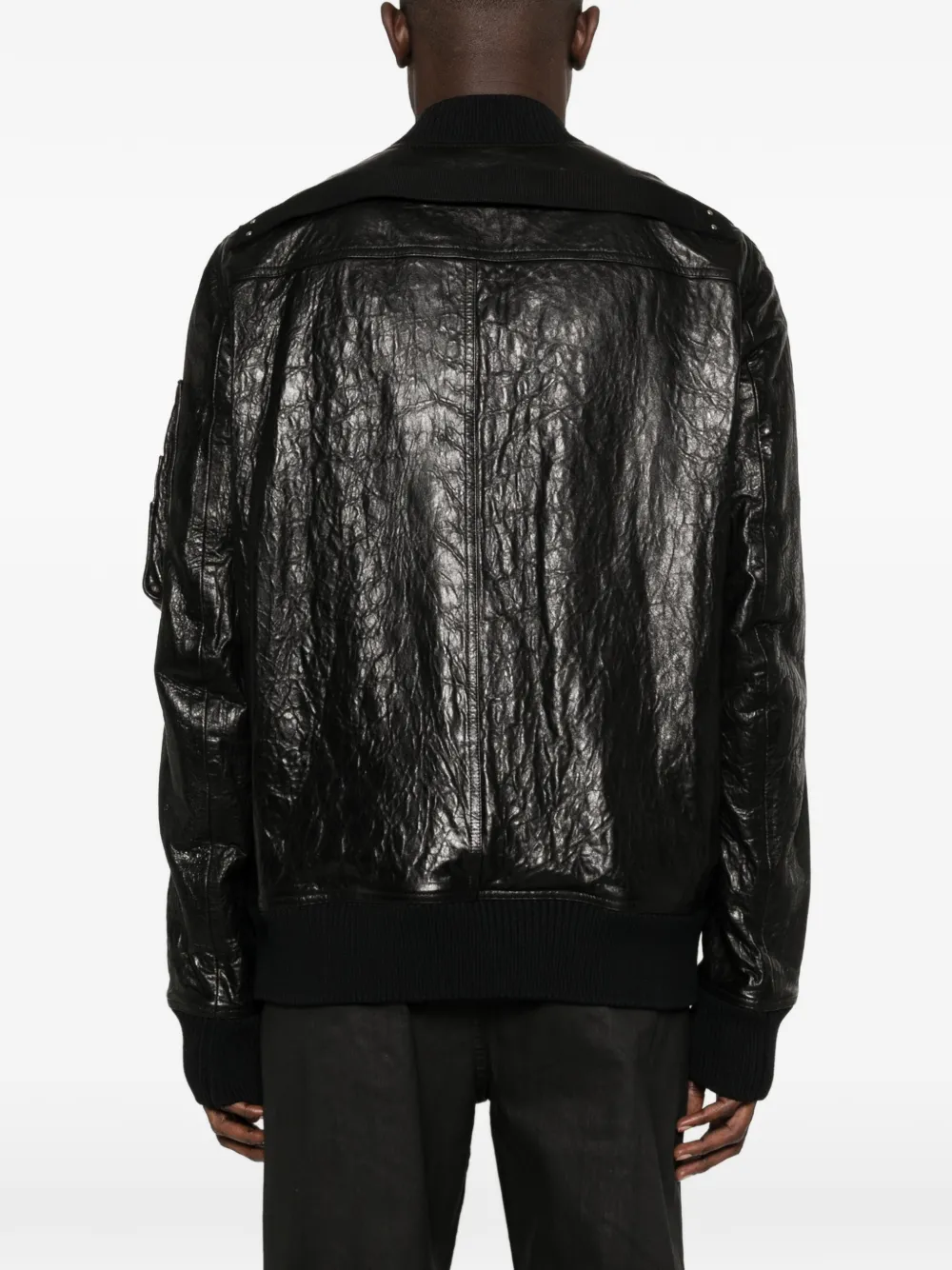 Rick Owens Classic Flight Leather Bomber Jacket | Black | FARFETCH GE