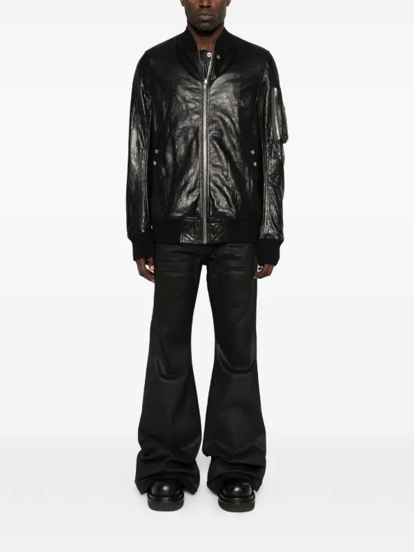 Rick Owens Classic Flight Leather Bomber Jacket | Black | FARFETCH BH