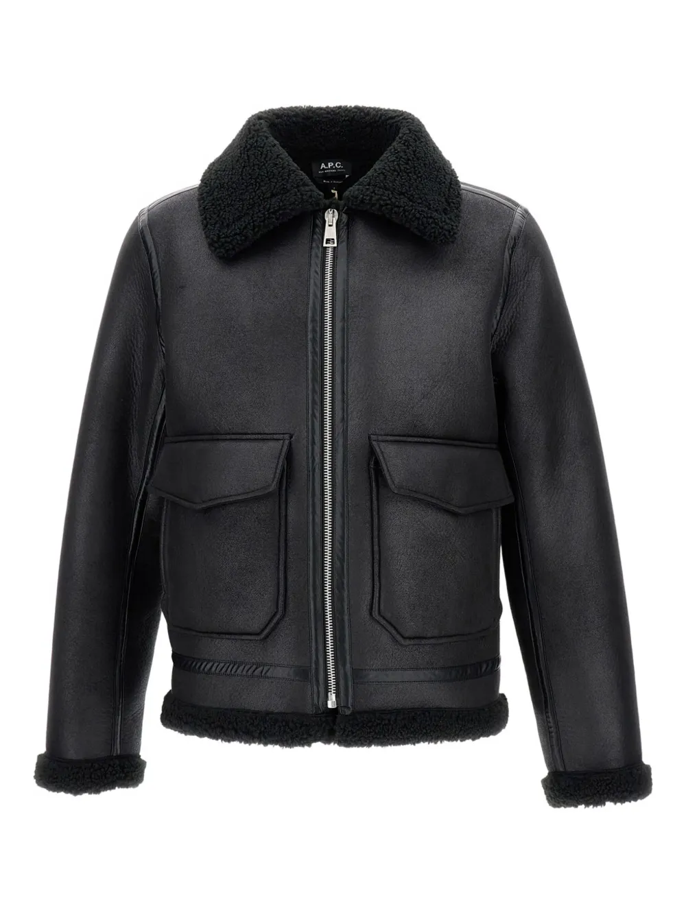 A.P.C. shearling flap-pocket jacket | negro | Image 1