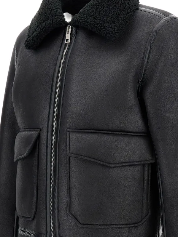 A.P.C. Shearling flap-pocket Jacket | Black | FARFETCH JO