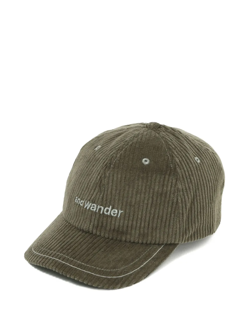 and Wander embroidered corduroy hat | Green | Image 1