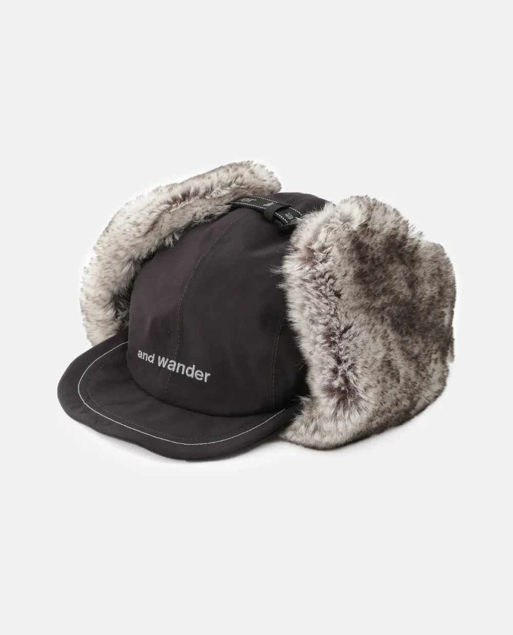 And Wander Faux Fur Earflaps Hat In Black