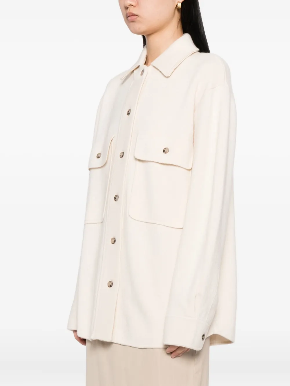 Allude Button-up Wool Cardigan In Neutral