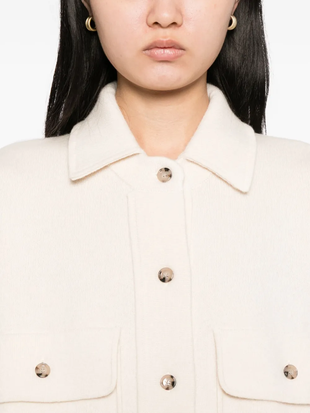 Allude Button-up Wool Cardigan In Neutral