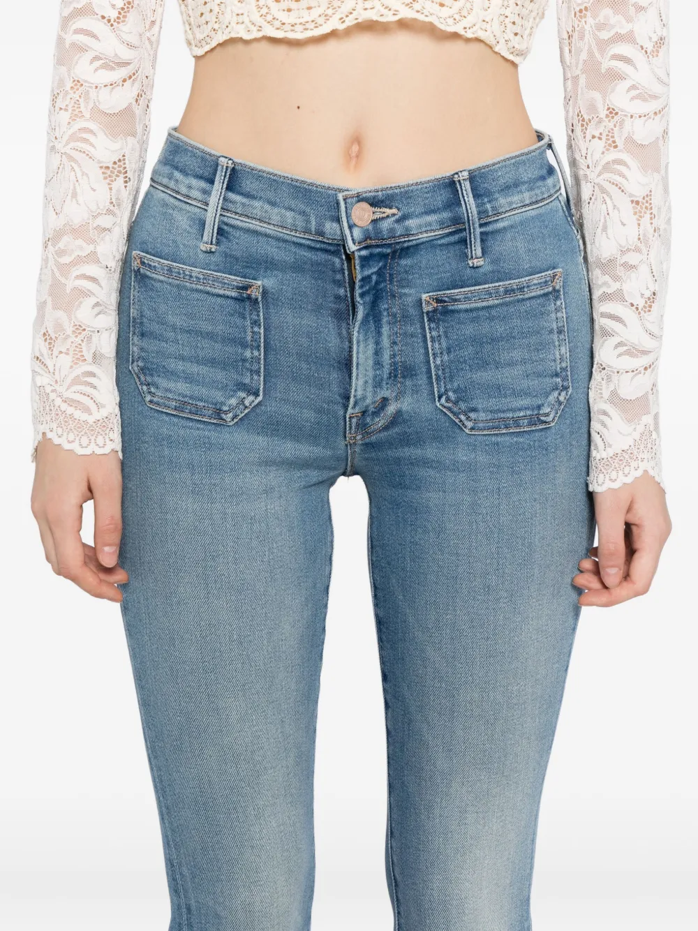 MOTHER The Weekender jeans met franje Blauw