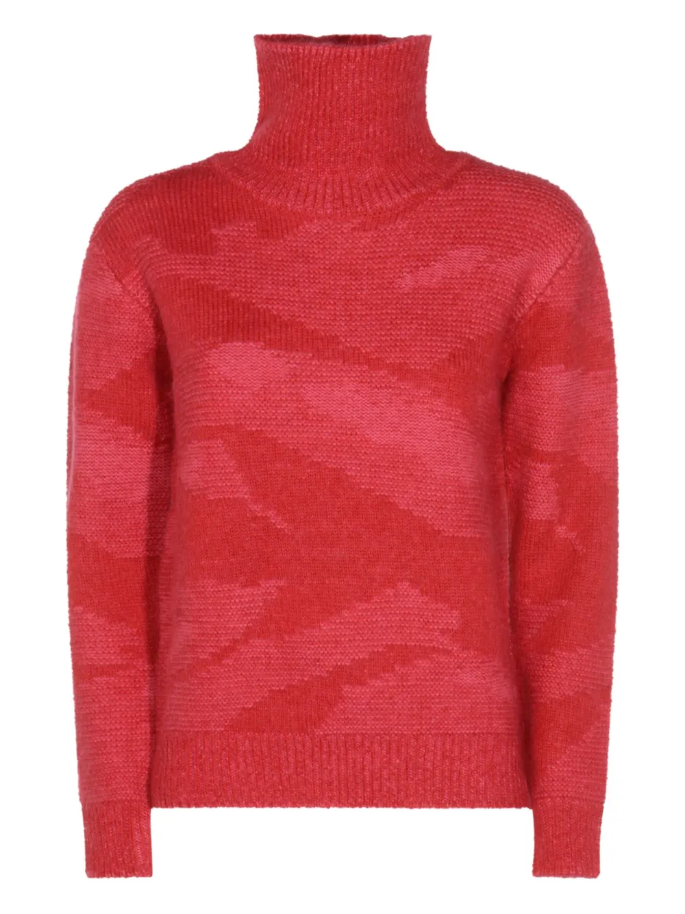 Add roll-neck patterned sweater | Red | Image 1