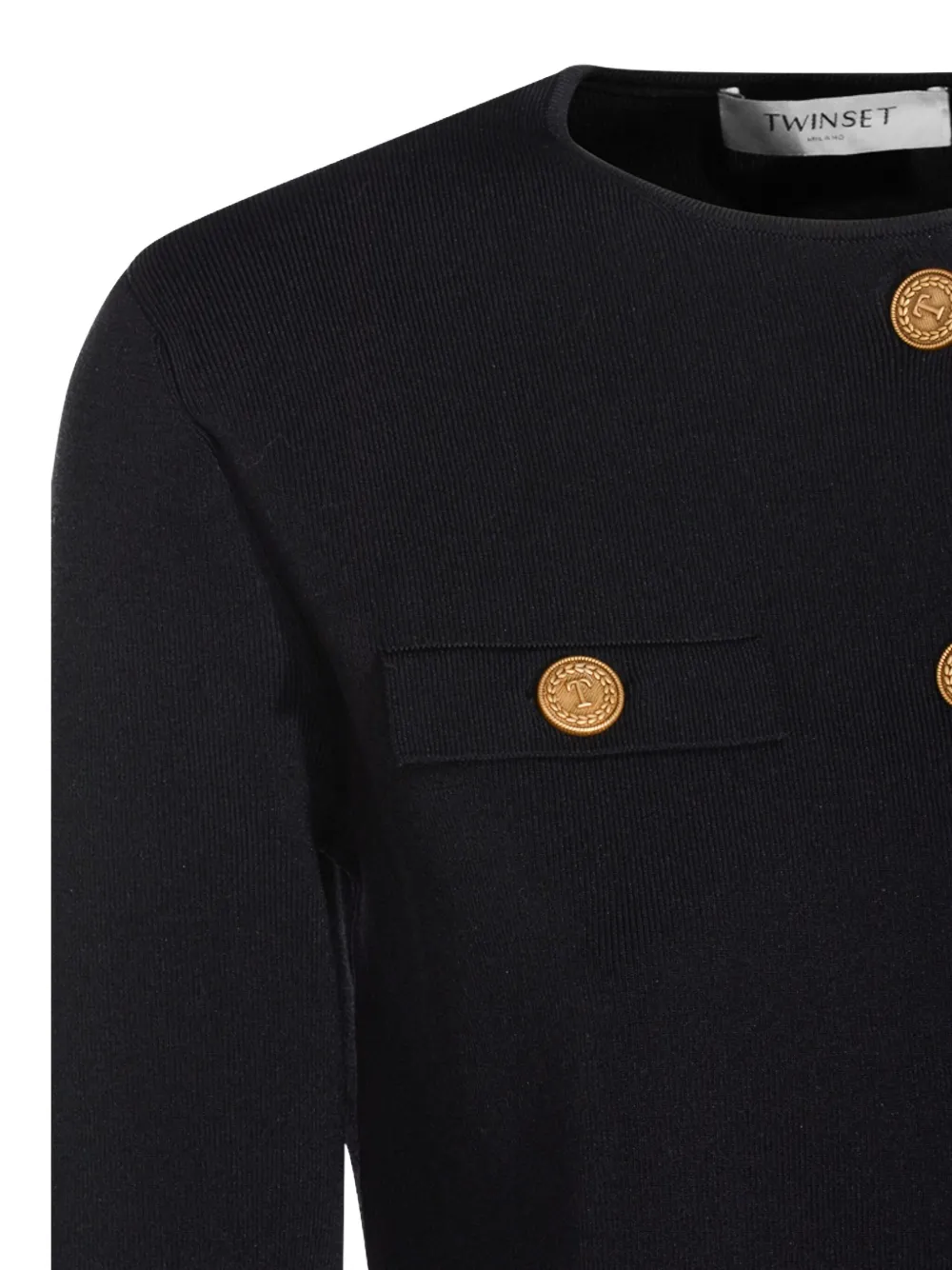 Twinset Buttoned-up Scalloped Jacket In Black