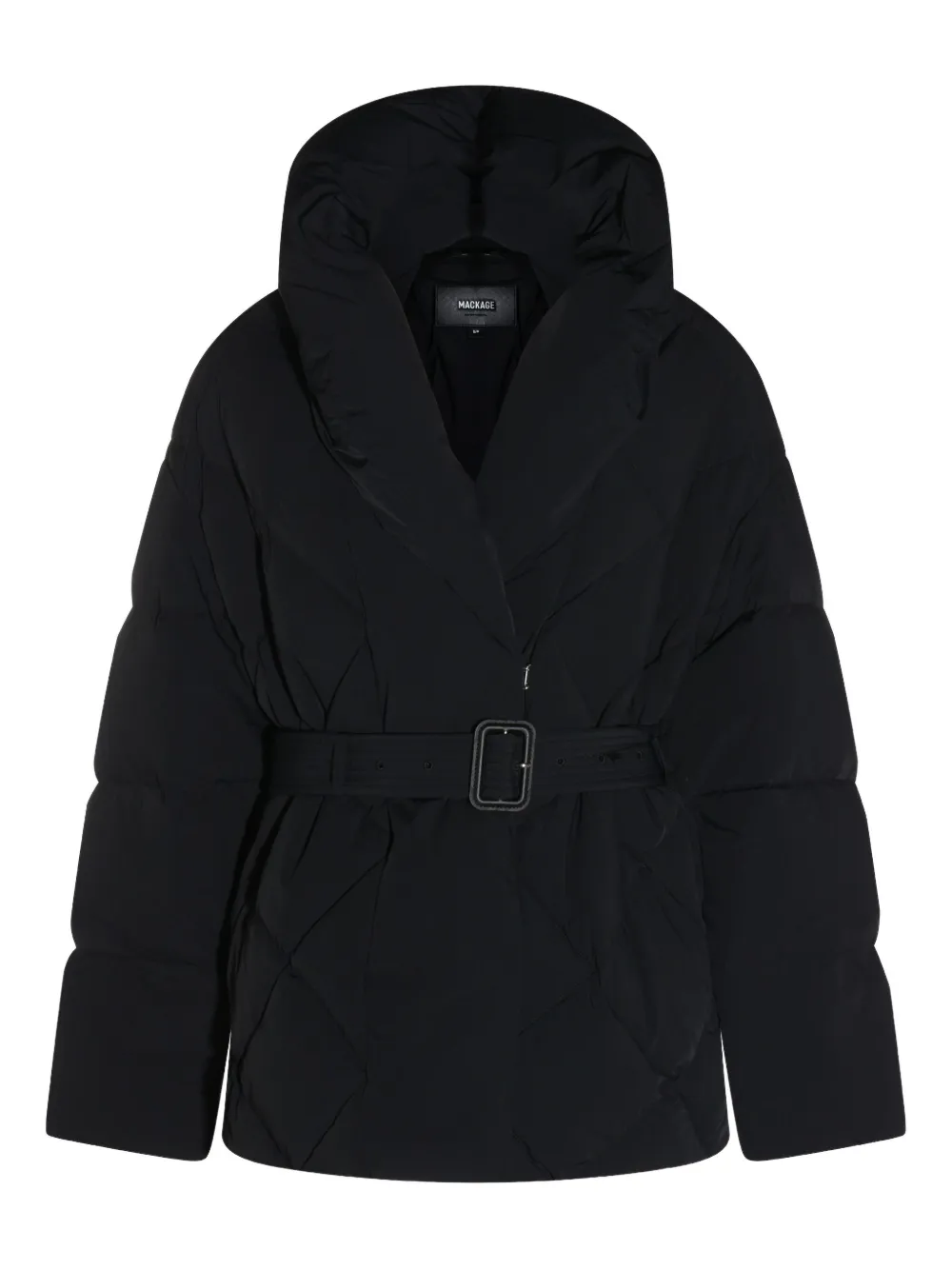 Mackage chamarra capitonada con cinturón | negro | Image 1